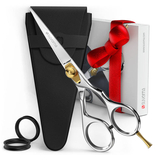 Suvorna 5" Beard scissors for men, Moustache scissors, beard trimming scissors, Mustache scissor, Beard grooming scissors, Nose scissors, hairdresser scissors, and hair cutting scissors professional.
