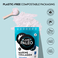 Planet Paleo Marine Collagen Powder - Nourishes Hair, Skin & Nails, Bone & Joint Support, Easy to Mix (Strawberry, 231g)