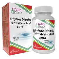 Tulip BioPharma EDTA (Ethylene Diamine Tetra Acetic Acid) 500mg 120 Vegan Capsules, 3rd Party Lab Tested, High Strength Supplement, Gluten and GMO Free