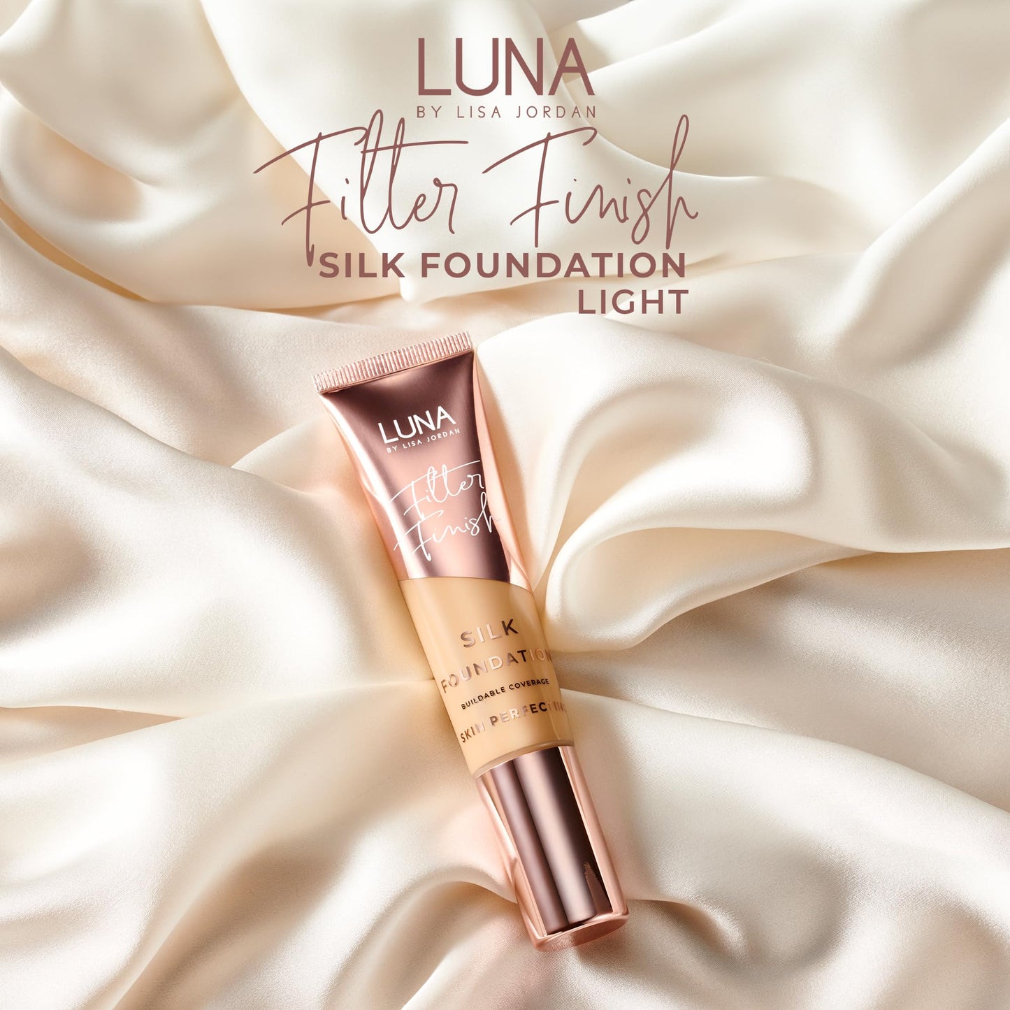 LUNA BY LISA JORDAN LUNA Silk Foundation in LIGHT Shade - Contains Hyaluronic Acid, Vitamin C & A, Aloe Vera, and Shea Butter - Brightening Dewy Foundation Makeup - Hydrating Cream Foundation for Dry Skin