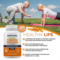 Organic Turmeric Curcumin High Strength and Organic Black Pepper 120 Veg Capsules Advanced Turmeric with Active Ingredient Curcumin Organic Vegan 120 Capsules