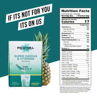 Revival Shots Revival Super Greens Powder with Electrolytes, Vitamins & Minerals - Superfood Drink Supplement - 28 Pack Banana Pineapple