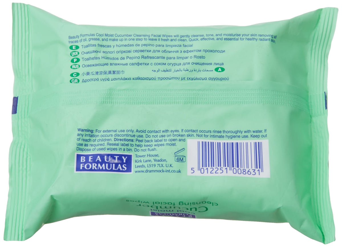 Beauty Formulas BEAUTY FORMULAS FACIAL WIPES CUCUMBER
