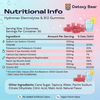 DETOXY BEAR LTD Hydromax Electrolytes Gummies - 60-Count Keto Electrolyte 2000mg and B12 Vitamin 1500mcg - Soft Chewable Gummies for Energy Support, Non GMO, Hydration Boost, Muscle Recovery