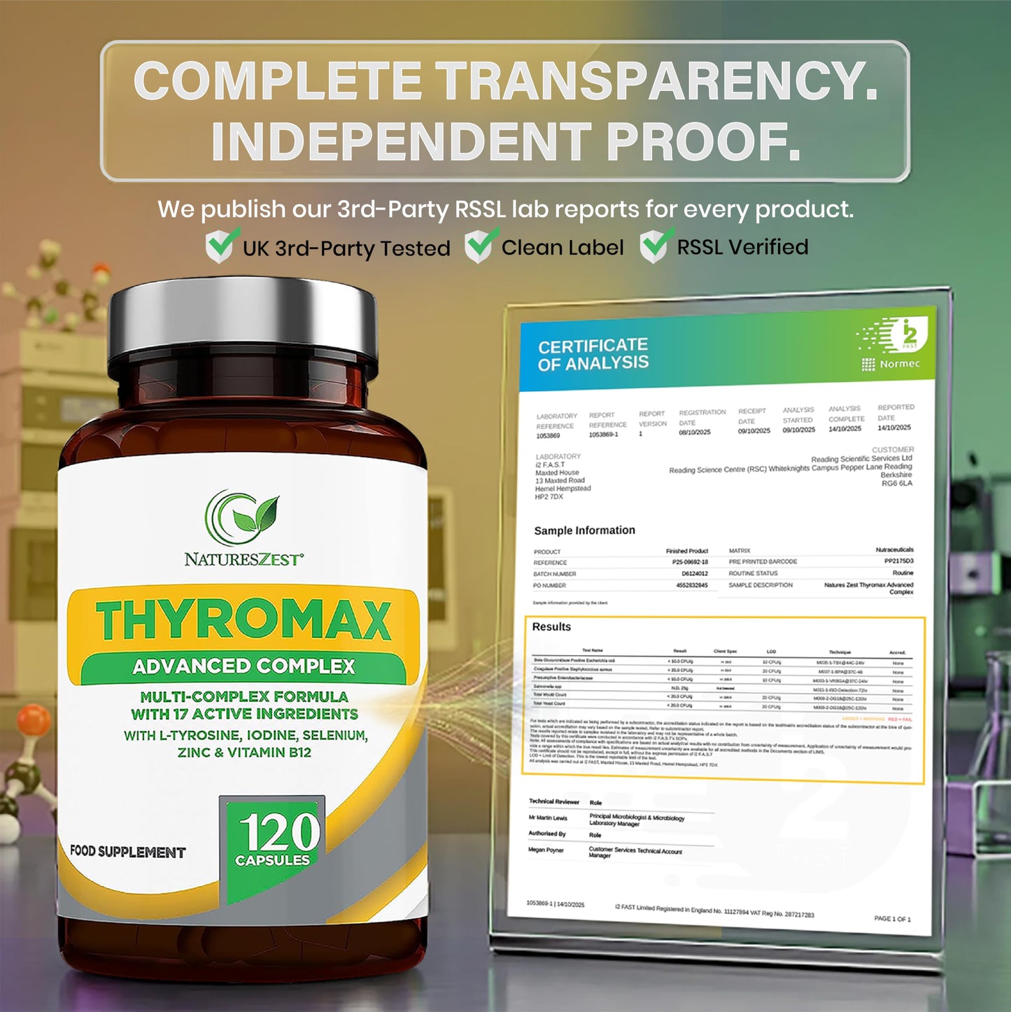 Natures Zest ThyroMax Thyroid Support Supplement - 120 Vegan Capsules, 17 Active Ingredients: Iodine & Selenium for Thyroid, L-Tyrosine, Ashwagandha, Zinc, B12 - High Strength Energy & Focus, 2 Month Supply