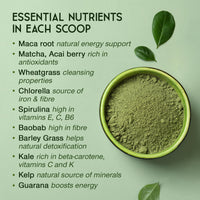 SuperSelf Organic Super Greens Powder - Daily Superfood Green Powder with Matcha, Spirulina, Wheatgrass, Chlorella, Acai - 40 Servings - 12 Supergreens High in Vitamins, Protein, Fibre - No Additives