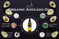 Feelia - Organic Avocado Oil - Cold Pressed, Rich in Vitamins A, D, E & Omega 3, High in Oleic Acid, 100% Pure & Organic - 100ml