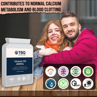 TBQ Nutrition Vitamin D3 4000IU – 365 Tablets | High Strength 100µg Cholecalciferol | Supports Bones, Muscles, Teeth & Immune Function | One Year Supply | UK Made | Vegetarian Supplement