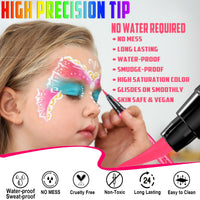 Srumvoat 12 Colors Neon Face Paint Glow In the Dark Under UV Light For Party Accessories, Festival Body Glow Makeup Eyeliner Pens, Waterproof Quick Drying Long-Lasting Adults Kids Halloween Cosplay Paints