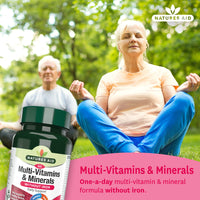 Natures Aid Multi-Vitamins and Minerals 60 Tablets (Without Iron, One-a-Day Multi-Vitamin and Mineral Formula, Supports Immune, Energy, Brain and Bone Health, Vegan Society Approved, Made in the UK)