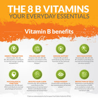 Vitamin B Complex High Strength - 180 Vegan Tablets - 6 Month Supply - Contains all 8 B Vitamins in 1 Tablet - Vitamins B1, B2, B3, B5, B6, B12, Biotin & Folic Acid - Nu U Nutrition