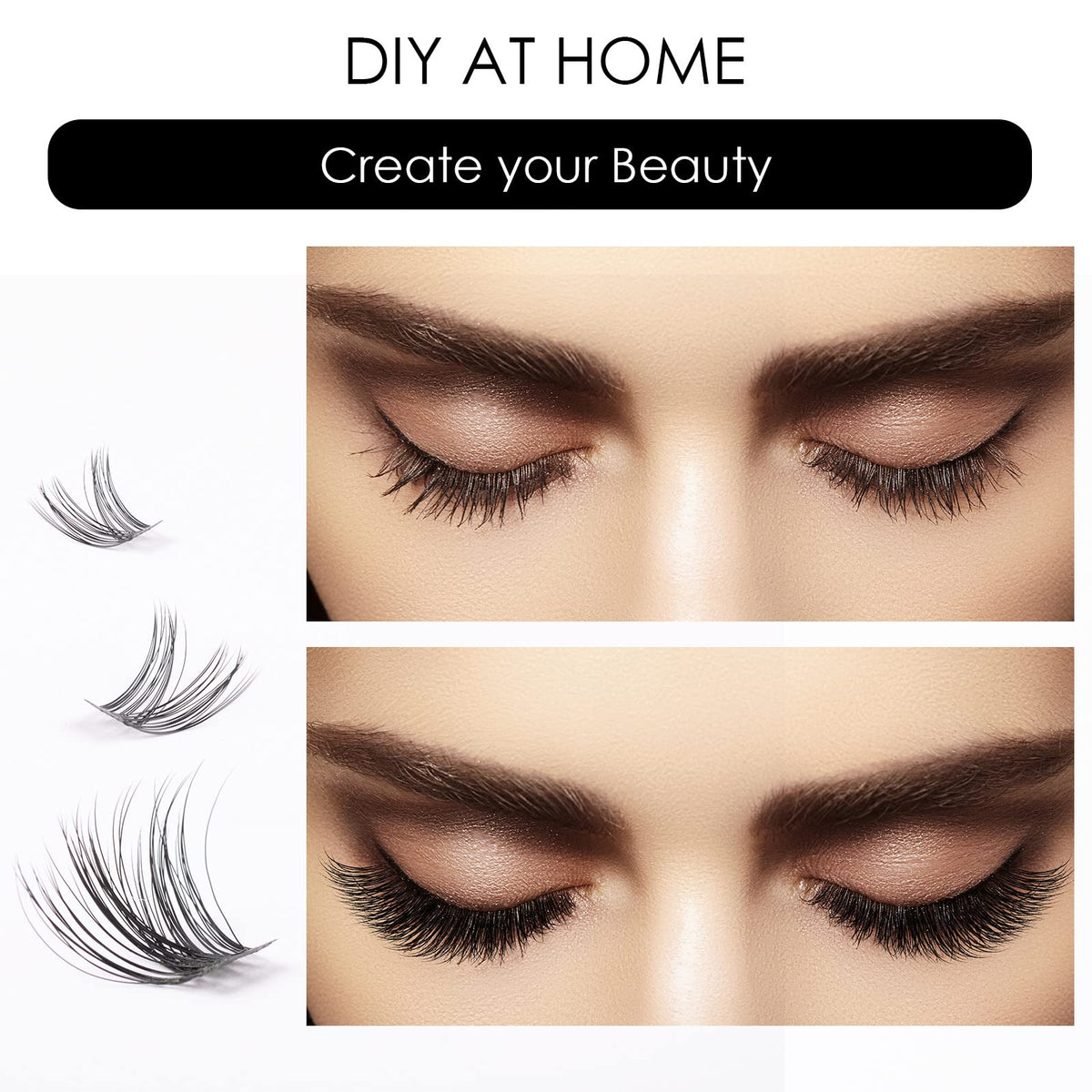 Magnetic SL Individual Lashes 72 Cluster Lashes 3D False Eyelashes Natural Look D Curl Reusable Fluffy Individual Cluster Lashes Soft Eyelashes DIY Cluster Eyelash Extensions Mix 10-16MM-DM01