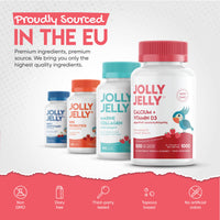JOLLY JELLY Calcium and Vitamin D3 Tapioca Gummies – 500mg Calcium 1000IU Vitamin D3 – 60 Vegan Gummies – Immunity & Bone Health – Strawerry Flavour by Jolly Jelly