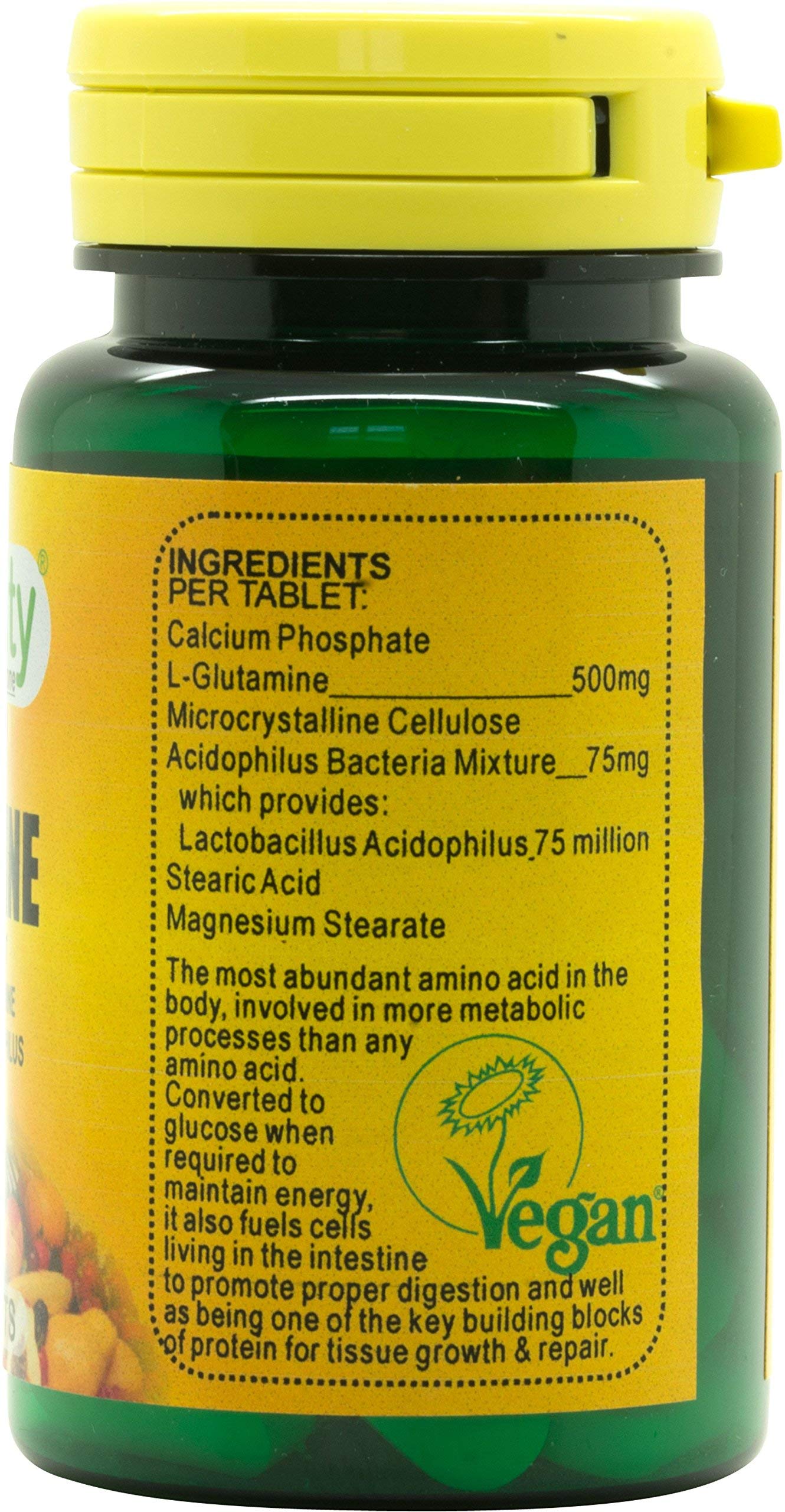 Veganicity L-Glutamine 500mg : Digestive Health Amino Acid Supplement : 30 Tablets, in a Planet-Friendly 99% Recycled Pot