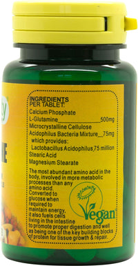 Veganicity L-Glutamine 500mg : Digestive Health Amino Acid Supplement : 30 Tablets, in a Planet-Friendly 99% Recycled Pot