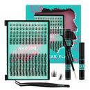 AMZGIRL LASH Manga Lash Clusters Kit 144PCS Fairy Eyelash Extension Kit with Bond and Seal, Invisible Lash,Glue Remover and Tweezer (8-16mm Kit)