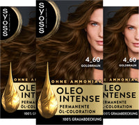 Syoss SYOSS Oleo Intense Permanent Oil Colouration 4-60 Golden Brown with Nourishing Oil and Ammonia Pack of 3 x 115 ml