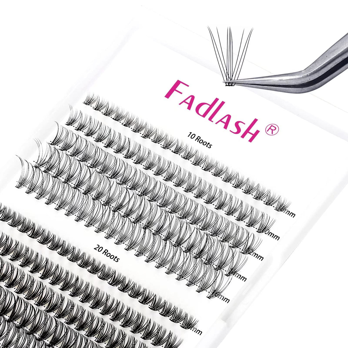 FADLASH Individual Cluster Lashes Extensions 10D 20D 0.07 D Curl 8-16mm Mixed Trays Extensions 200Pcs Individual Cluster Lashes DIY Eyelash Extensions at Home