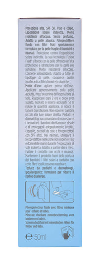 ISDIN Fotoprotector Fusion Fluid Mineral Baby SPF50 (50ml) | 100% mineral sunscreen specially formulated for children and babies' fragile skin