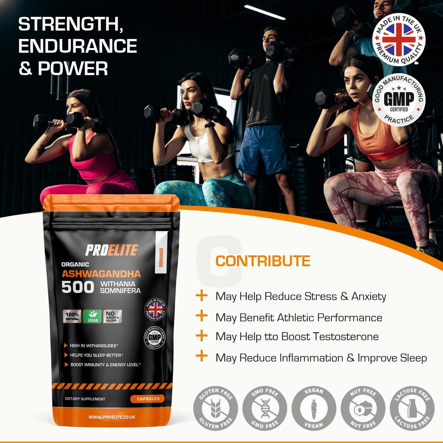 PROELITE Ashwagandha 180 Capsules Vegan Ashwagandha Root Powder Capsule 10% Withanolides 500mg High Strength 10,000mg Extract 20:1 | Stress Relief, Energy, Strength & Endurance by PRO-Elite