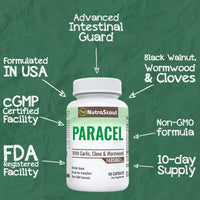 NutraScout Paracel Intestinal Guard | Intestinal Cleanse for Humans | Wormwood, Black Walnut, Clove, Garlic & More | 60 Capsules (Non-GMO)