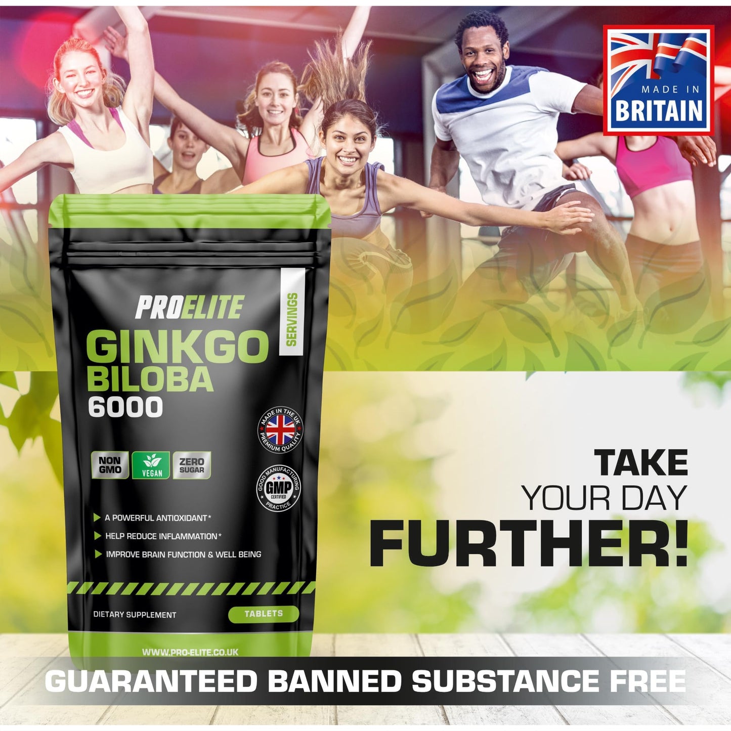 Ginkgo Biloba 6000mg 60 High Strength Vegan Tablets - Ginkgo Biloba Leaf 50:1 Extract | Gluten Free, GMO Free - Made in UK by PROELITE