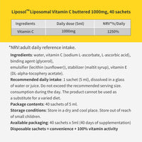 Aliness Liposomal Vitamin C 1000mg Sachets for Immune Health - 40 Softgel Slow Release Sachets with Premium Liposomal Absorption Technology - Vitamin C Supplement for Adults Liposol
