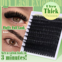 Long Cluster Lashes Thick Fluffy Individual Eyelashes 14-20 mm Lashes Individual Cluster Volume Lash Clusters Full Look Individual Lashes D Curl Tatti Lashes DIY Eyelash Clusters by CORUSCATE