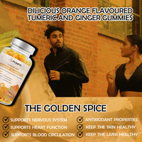 Homacia Turmeric and Ginger Gummies | Natural Orange Flavor | High Strength Ginger and Turmeric Gummies for Adults | Supports Joint and Bone Health | Non-GMO, Vegan Friendly | UK Made | 120 Gummies