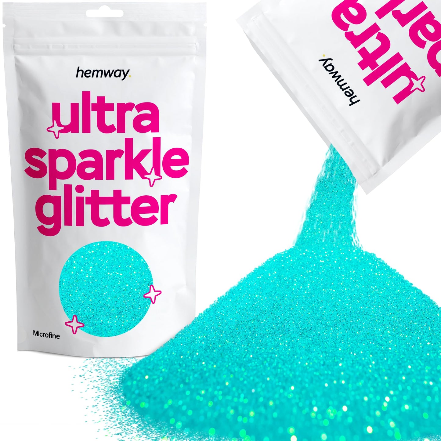 Hemway Ultra Sparkle Glitter Fluorescent Blue 100g Microfine | Glitter for Arts & Craft, Makeup, Nail Art, Crafting, Card Making, Sparkle Decoration