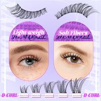Himirell False Eyelashes DIY Clusters Lashes Individuals Wispy Wet Look Fluffy Cat Eye Fake Eyelashes Faux Mink Lashes 5 Pairs Multipack