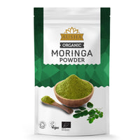 AUSHA Ausha Organic Moringa Powder 100 g - UK Certified Organic by Soil Association - Oleifera Leaf - Source of Protein, Amino Acids, Antioxidants, Dietary Fibre, Vitamins & Minerals