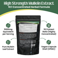 NEO-NUTRITION Mullein Leaf Extract for Lungs | High Strength 5000mg Mullein 10:1 Extract, Lung Support & Respiratory Health | Detoxification Aid & Cleansing Support Supplement - 60 Capsules