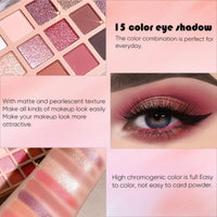 LYNTYAOU Eyeshadow Pink Eye shadow Palette, Make-Up Palettes Shimmer Glitter Matte Shadows Pallets for Women, 15 Color Pink Brown Natural Long Lasting Highly Pigmented Eyeshadow Palette