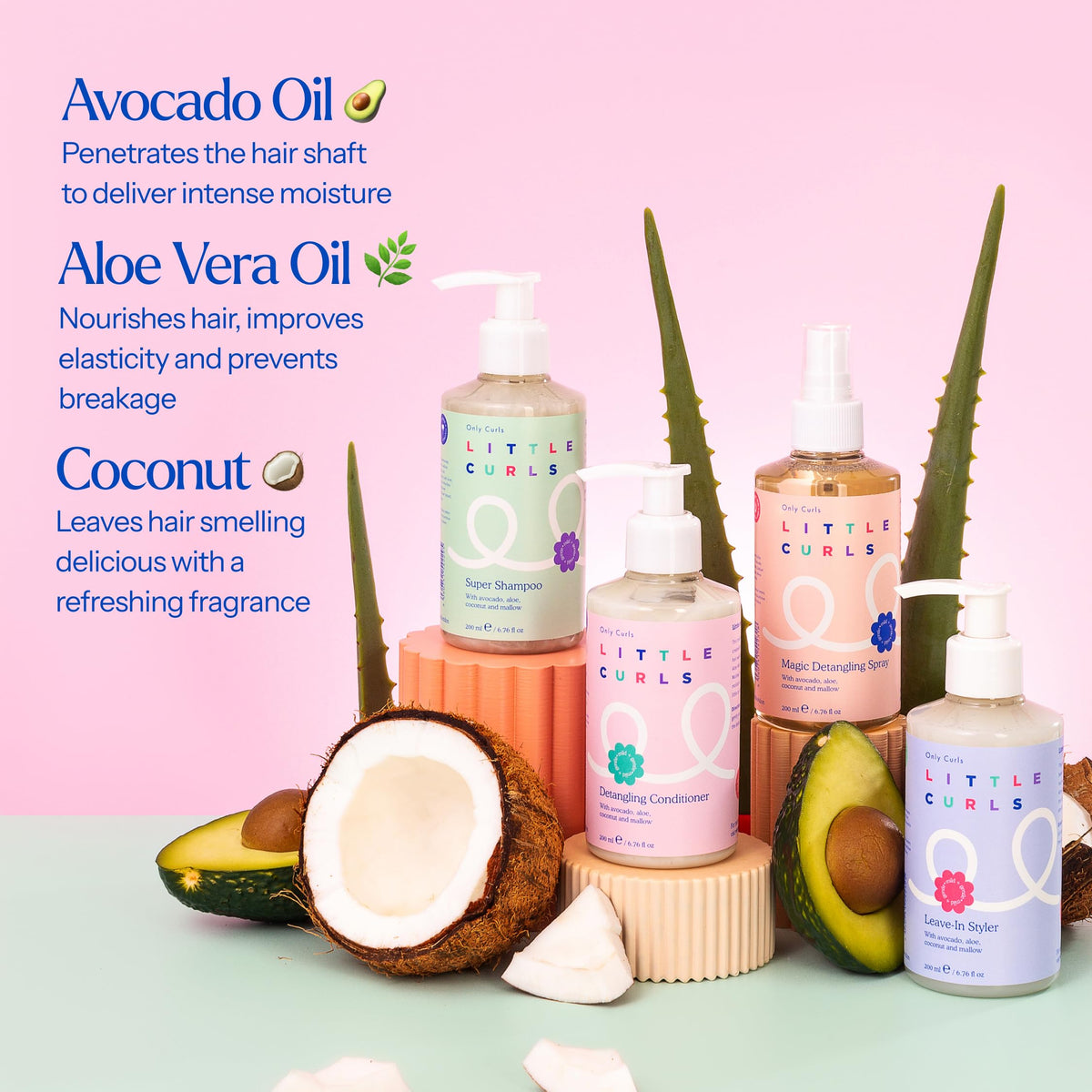 Only Curls Little Curls Leave-in Styler, 200ml, Kids Curl Cream, Moisturise, Smoothes & Defines, Lightweight & Gentle, Easy Styling Routine, Vegan & Cruelty Free, For All Curly Hair Types