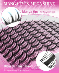 JIMIRE Fairy Lash Clusters Natural Look Manga Cluster Lashes Wispy D Curl Individual Eyelashes 110 Pcs 8-16MM Wispy Lashes Individual Cluster Wet-Look Lashes Extension with Invisible Lash Band