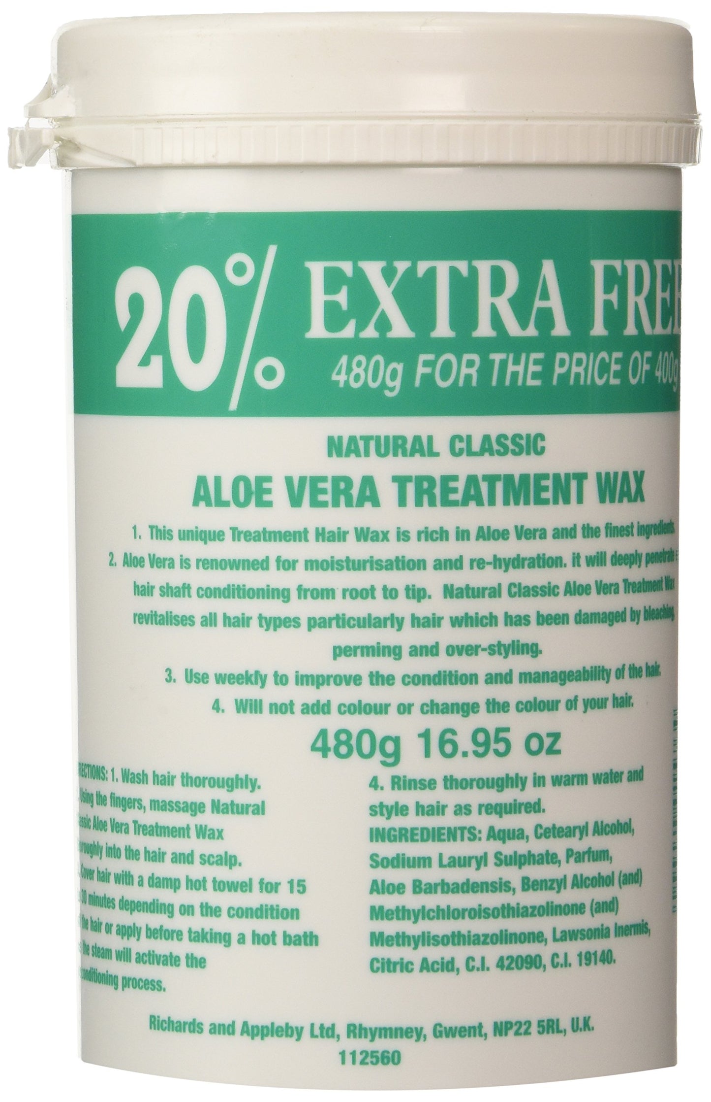 Natural Classic Aloe Vera Hair Treatment Conditioner 480g