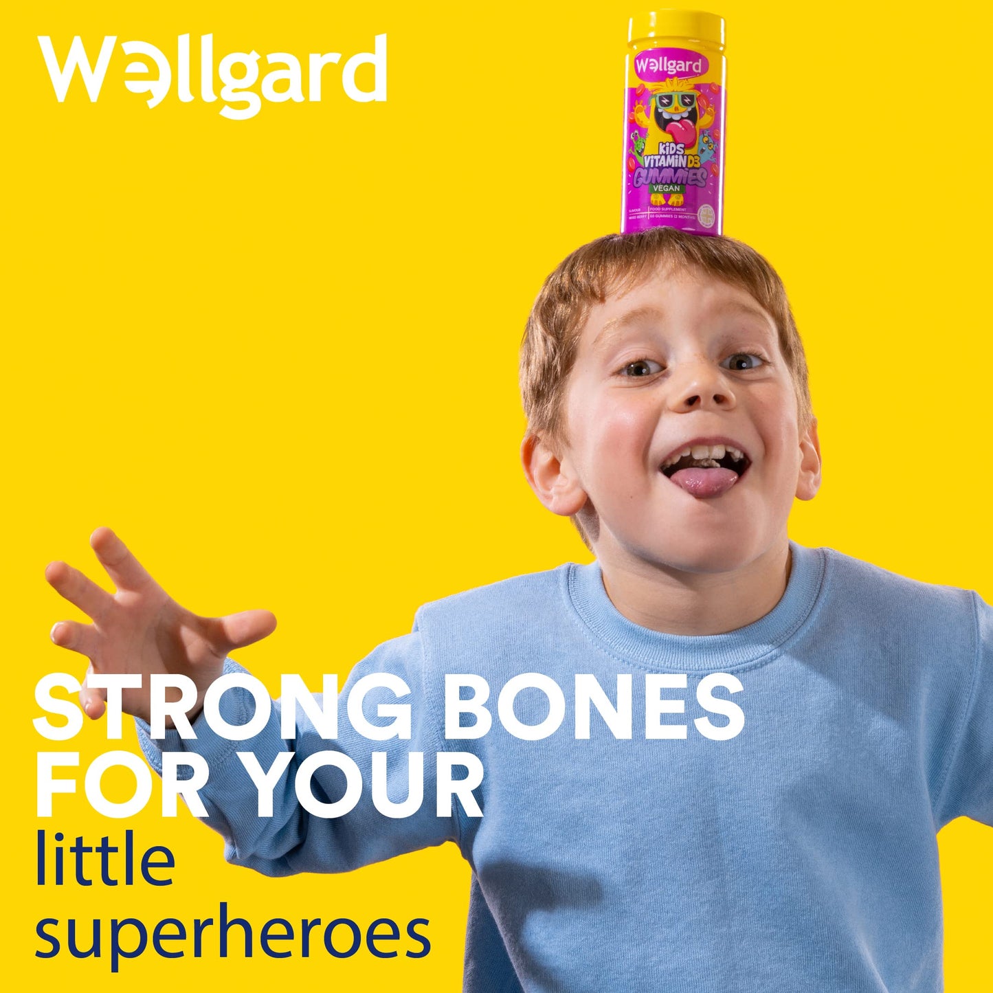 Wellgard Kids Vitamin D3 Gummies - 2 Month Supply - Vegan Chewable Vitamin D Gummies, Mixed Berry Flavour