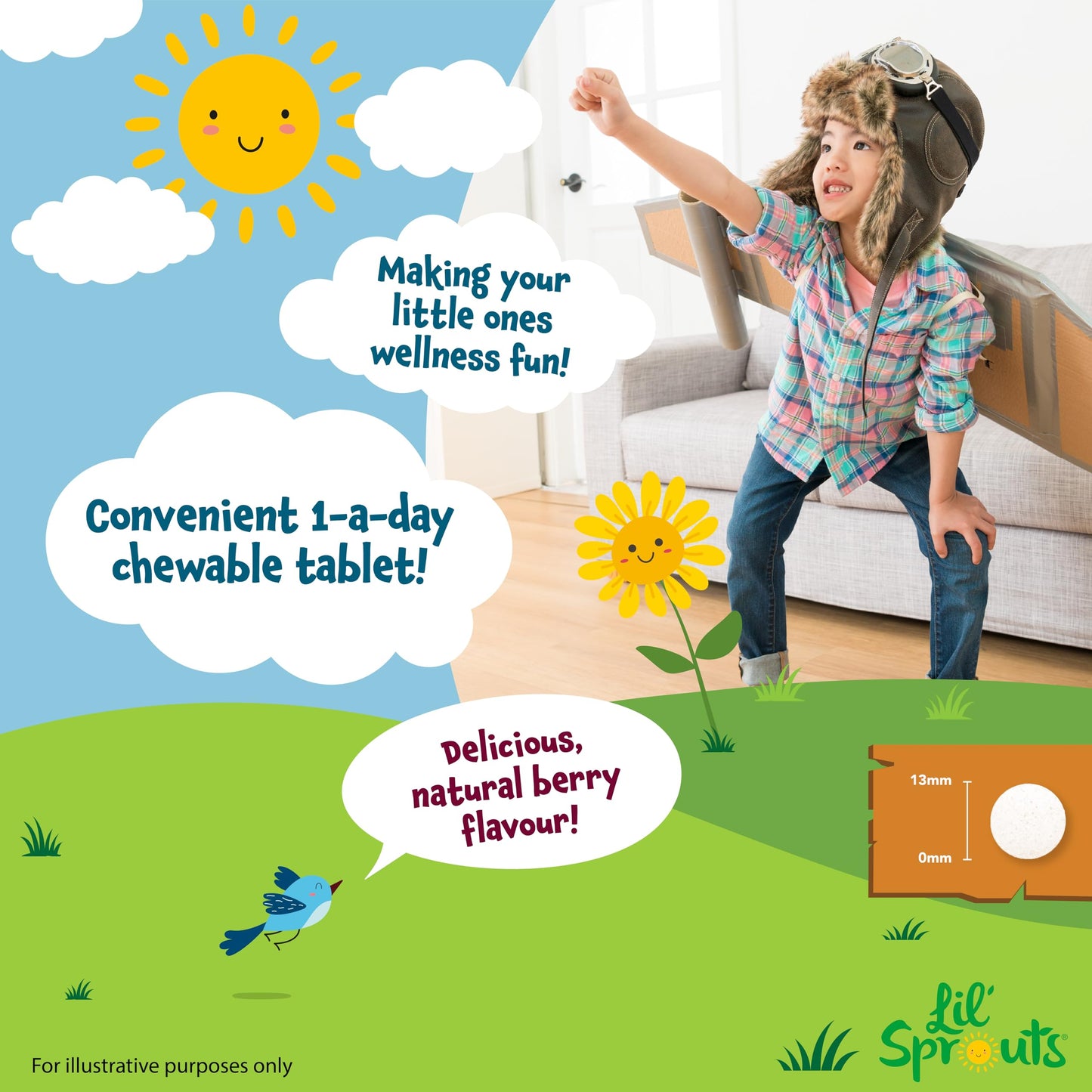 Iron Tablets for Kids with Vitamin C | 90 Chewable Tablets (3 Months Supply) | Natural Berry Flavour | Vegan Iron Supplement for Kids | by Lil' Sprouts