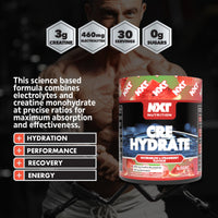 NXT Nutrition Creatine Powder and Electrolyte Mix, 100% Pure Creatine Monohydrate Powder for Strength and Power with Hydrating Electrolytes (180g, Watermelon and Strawberry)