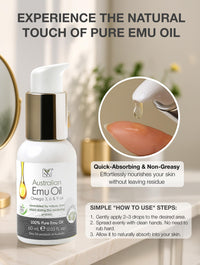 Y Not Natural Emu Oil for Skin & Hair - Scalp, Nails, Hair, Face and Body Oil Infused with Omega 3, 6, 9, Vitamins, & Minerals - 60mL Unscented Body & Face Serum for Fine Lines, Stretch Marks, Dry Lips & Cuticles