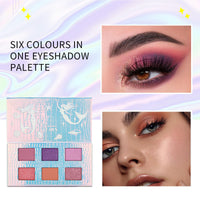 LYNTYAOU Pink Eyeshadow Palette, 6 Colour Natural Pink Purple Coral Shimmer Eye Shadow Pallets for Women, Cool Girl Matte Make Up, Waterproof Make-Up Palettes with Mermaid Brush