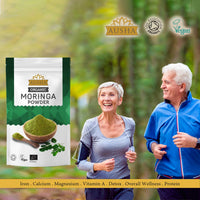 AUSHA Ausha Organic Moringa Powder 100 g - UK Certified Organic by Soil Association - Oleifera Leaf - Source of Protein, Amino Acids, Antioxidants, Dietary Fibre, Vitamins & Minerals