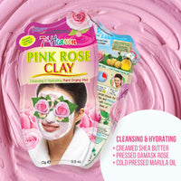 7th Heaven Pink Rose Clay Hard Drying Mud Face Mask with Shea Butter, Damask Rose and Marula Oil to Cleanse and Hydrate Skin - Ideal for Normal, Combination and Dry Skin