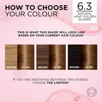 L'Oreal Paris L'Oréal Paris Excellence Crème Permanent Hair Dye, Radiant At-Home Hair Colour with up to 100% Grey Coverage, Pro-Keratin, Up to 8 Weeks of Colour, Colour: 6.3 Natural Light Golden Blonde