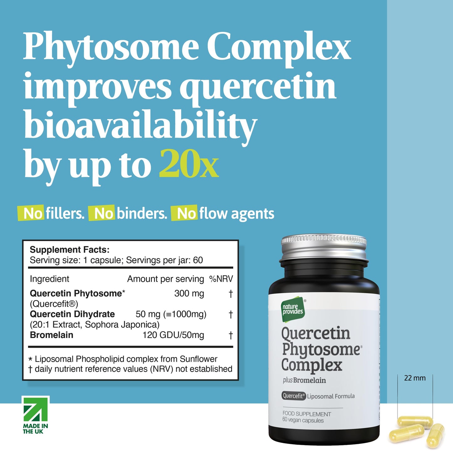 Nature Provides Quercetin Phytosome (Quercefit) Bromelain 60 Vegan Caps