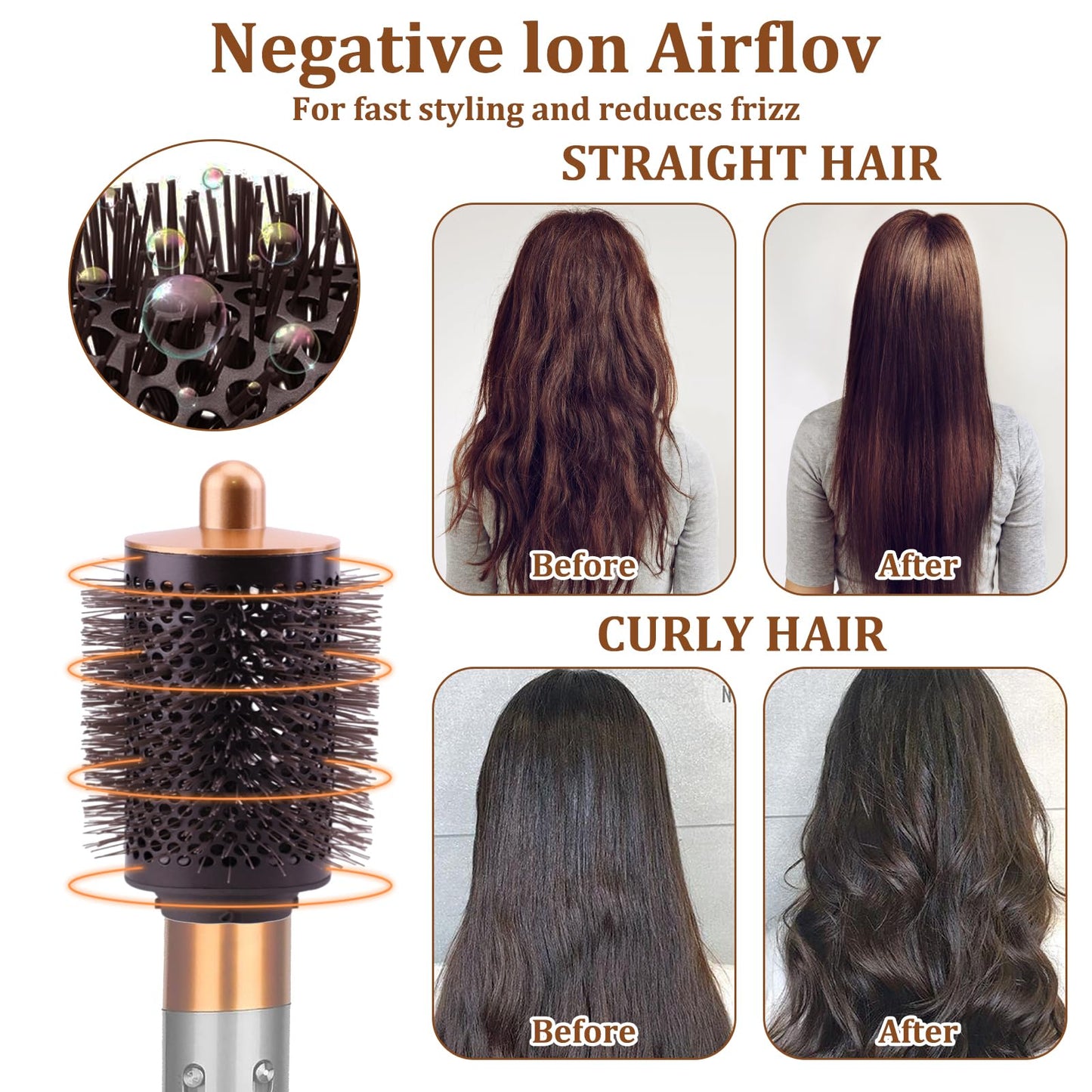 GMHLLES Large Round Volumizing Brush for Dyson Airwrap Attachments,Brush for Dyson Airwrap Accessories, Fluff up and Volumize for Styling Set