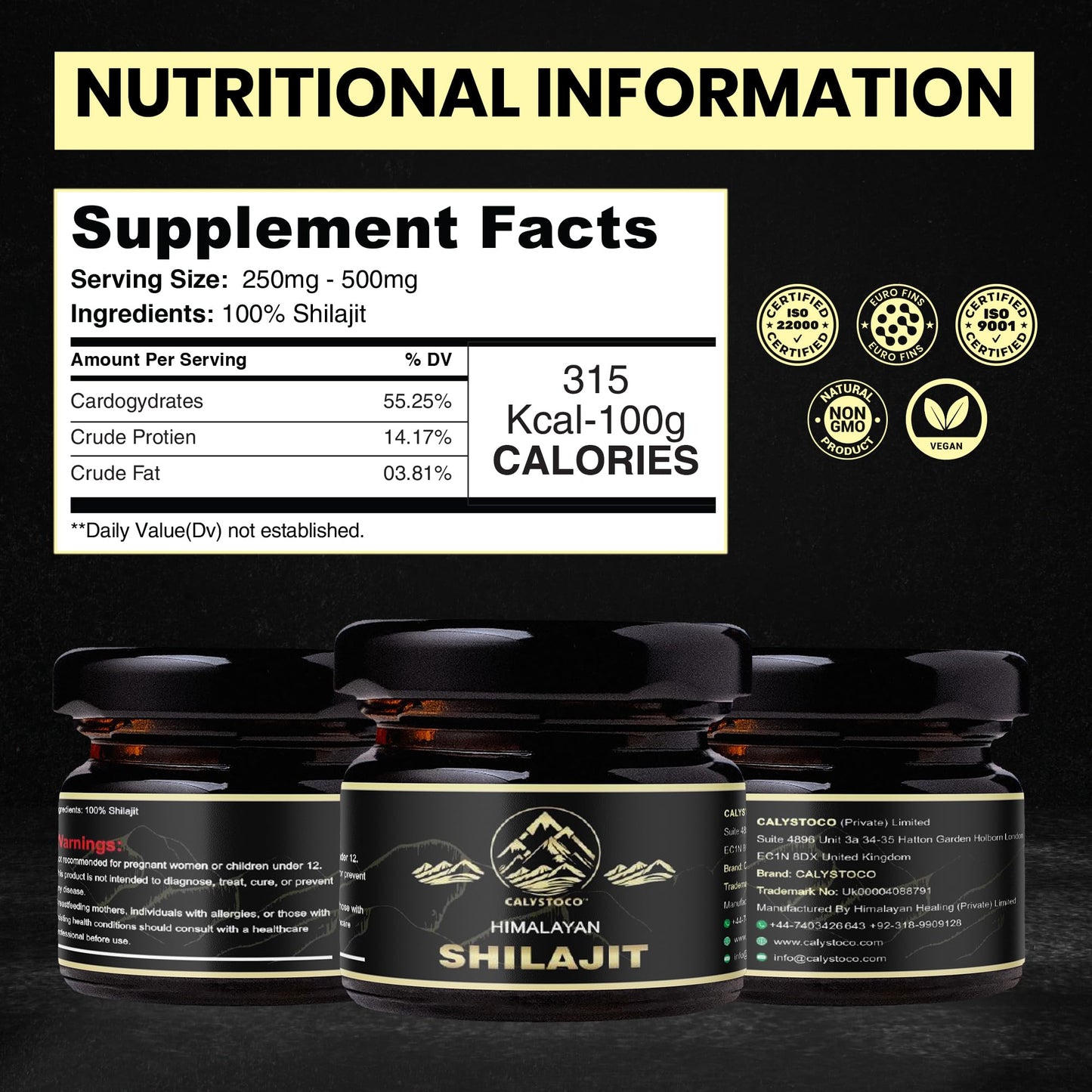 CALYSTOCO TM Shilajit Resin – 30g Pure Himalayan Shilajit with Fulvic Acid, Humic Acid, Magnesium, Calcium & Potassium – Natural Energy, Detox & Vitality Booster