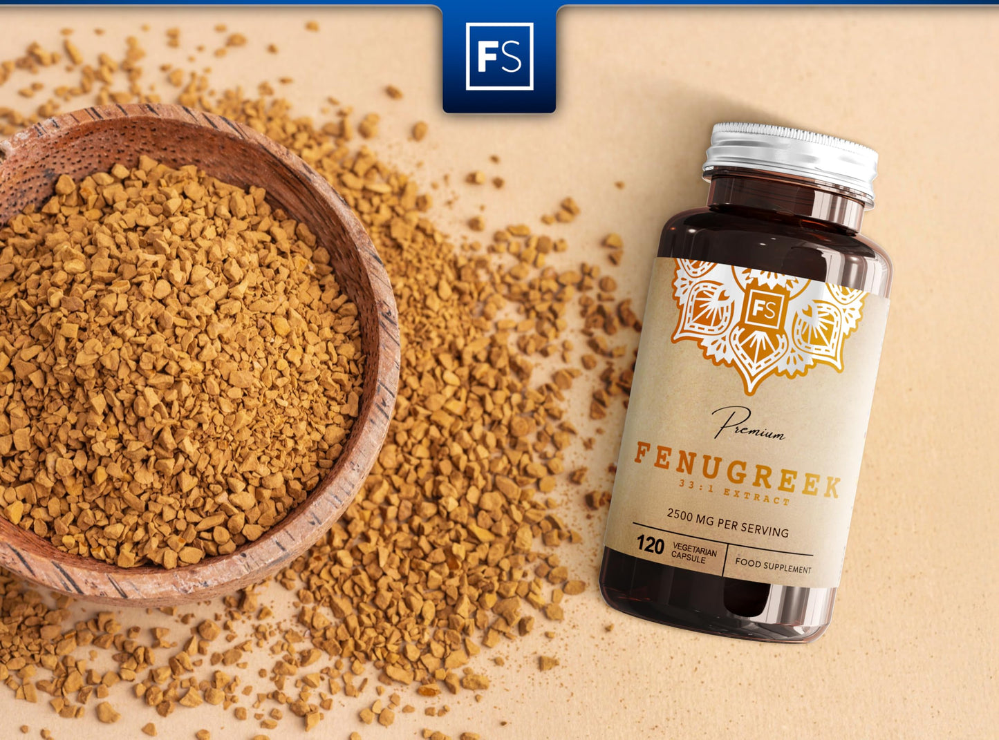 Focus FS Fenugreek | 120 High Strength Fenugreek Capsules - 2500mg (from 33:1 Extract) per Serving | Fenagreek Supplement | Non-GMO, Gluten & Allergen Free | Made in The UK