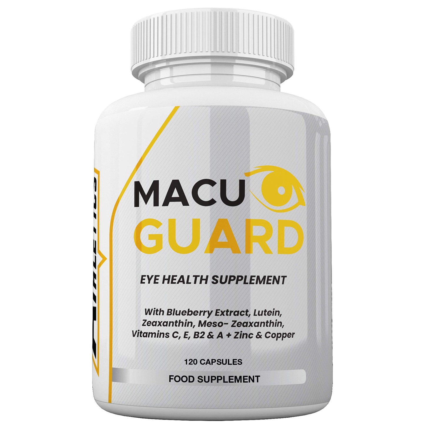 MacuGuard+ Eye Supplement - 120 Capsules - Zeaxanthin, Meso Zeaxanthin, Lutein, Blueberry Extract Plus Vitamins and Minerals - Premium UK Made